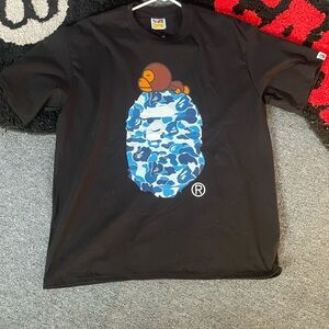Black T-Shirt with Blue Camo Graphic